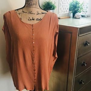 OUT OF THE BLUE SILK SUNTAN BLOUSE